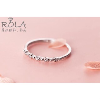 ROLA蘿拉銀飾.飾品“現貨當天出” 925純銀戒指 細緻鋯石圓珠排列戒指活動戒指可調整戒指 開口戒指