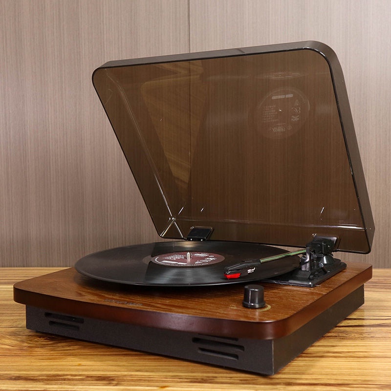 黑膠唱片機懷舊木質唱盤黑膠唱片機復古電唱機內置音響可外接音響