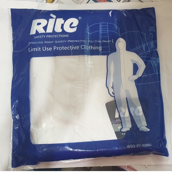 RITE 連身防護衣WSO-P7-9088S -白色，尺寸XL，僅有2件，買就送防護罩/手套/腳套，防疫/出差/出國