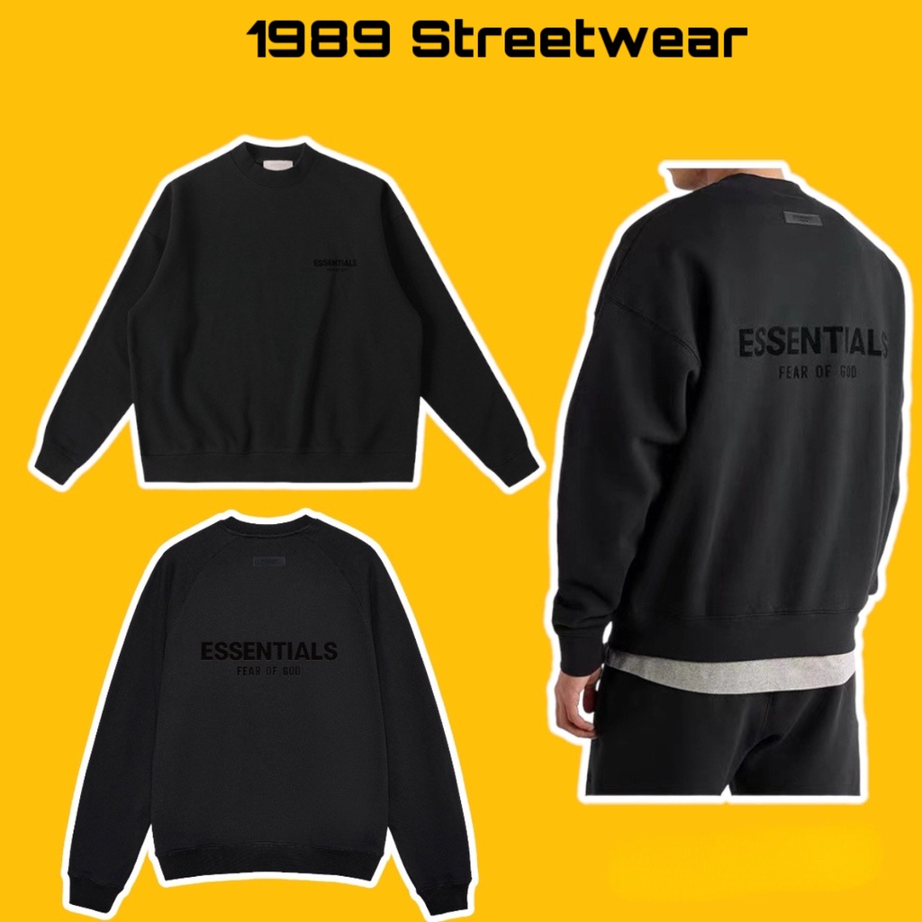 ️(最佳品質] - Fog Fear of God ESSENTIALS SS22 圓領徽標,高品質棉質超大毛衣