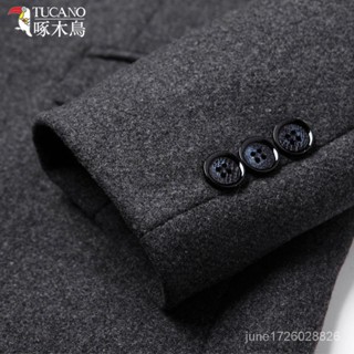 加厚羊毛呢男士西服加厚西裝上衣休閒中老爸爸裝外套男韓國 大尺碼 韓版加厚 blazer ZBSE