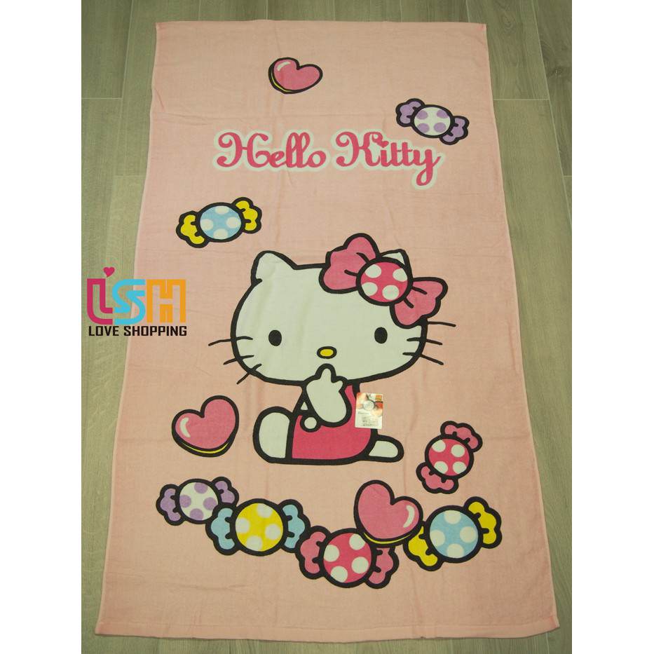 【yo優物選購】Hello Kitty 粉色糖果 正版授權 大浴巾 毛巾 海灘巾