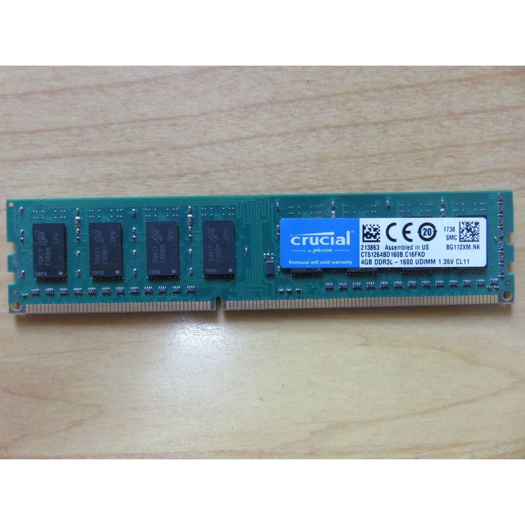 D.桌上型電腦記憶體- crucial 美光 DDR3-1600 4GB 直購價80