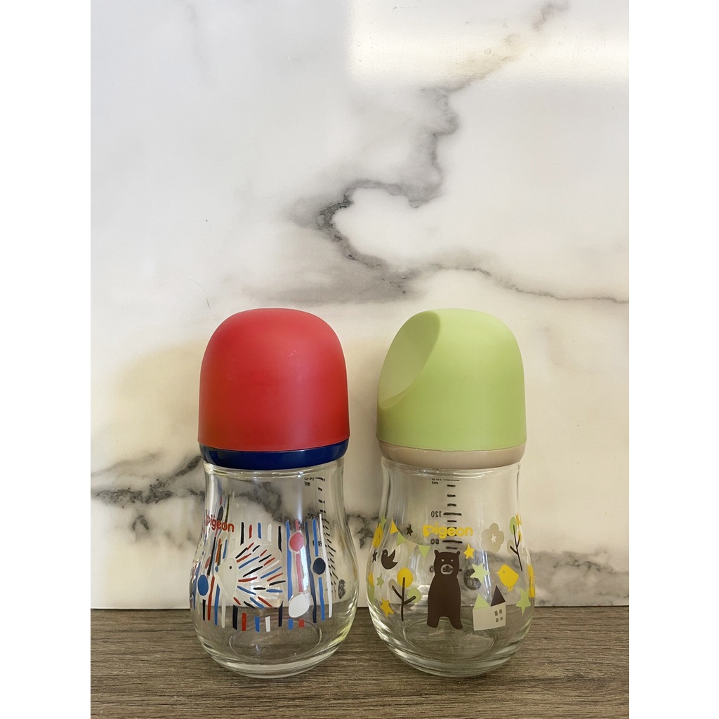 【Pigeon 貝親】設計款母乳實感玻璃奶瓶160ml(二手八成新)