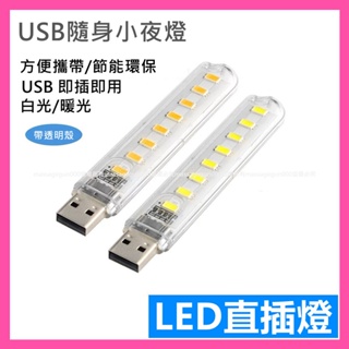 最低$🔥8燈珠USB小夜燈 雙色溫可選 露營 8燈珠 USB小夜燈 插電式小夜燈 USB即插即用迷你隨身燈 照明燈