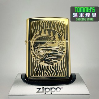 🔥全館免運費🔥正品 美國 ZIPPO打火機-Fisherman『漁夫與鱒魚』黃銅拋光鏡面『型號49610』