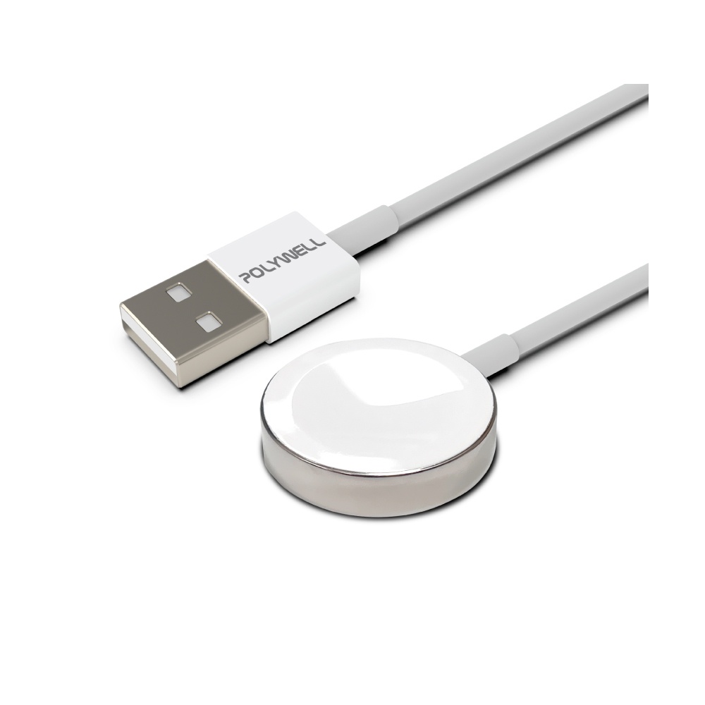 【POLYWELL】 USB磁吸充電線 充電座 1米 適用Apple Watch iWatch 【JC科技】