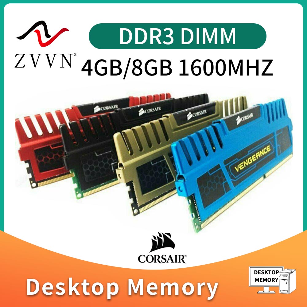 Corsair 4GB 8GB DDR3 1600MHz PC3-12800 240Pin 內存 SDRAM 藍黑色台式