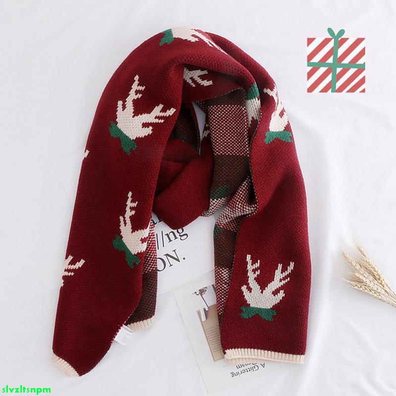 聖誕圍巾 Chic圣誕新年小鹿紅色麋鹿圍巾女冬保暖加厚日系學生針織毛線圍脖