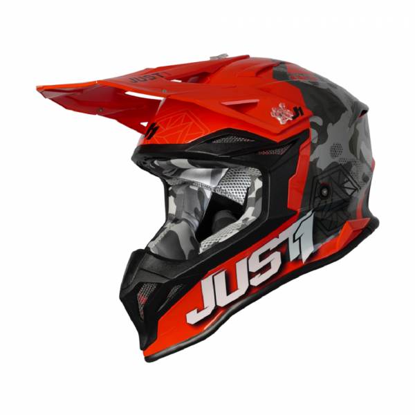 JUST1【極度風速】J39 KINETIC 消光迷彩灰紅螢光橘 越野帽 競技 全罩