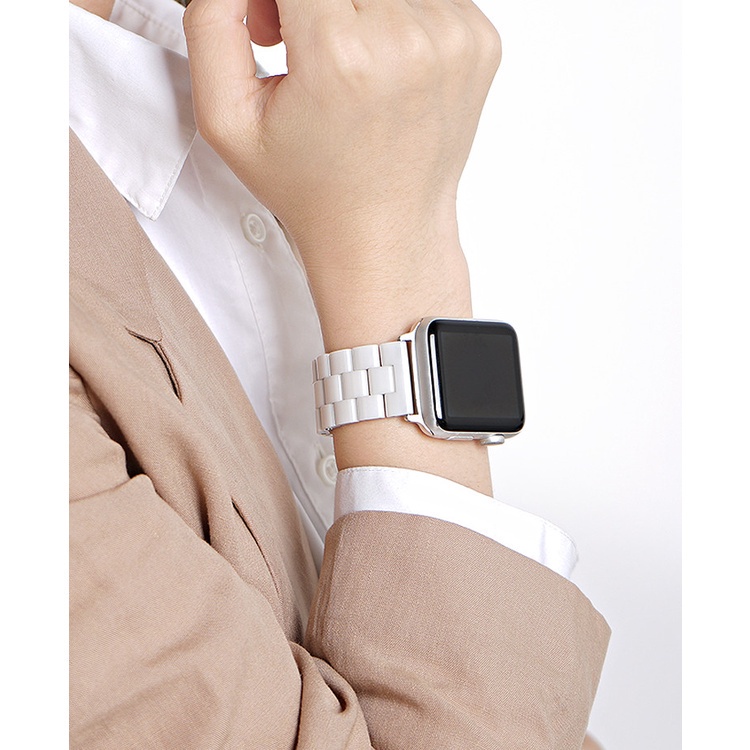 錶帶不鏽鋼 陶瓷錶帶 適用 Apple watch 9 8 7 6 5 4 SE2 41mm 45mm 蘋果手錶錶帶