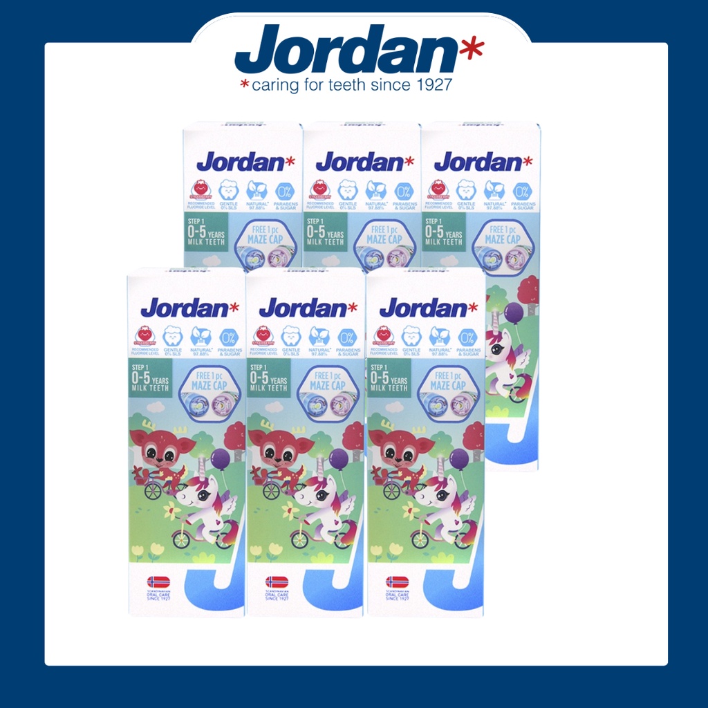 Jordan 清新水果味兒童牙膏0-5歲 6入組包 含氟 成分天然 不含化學起泡劑 不含糖 北歐品質 寶寶牙膏 媽媽好神