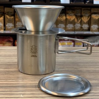 日本 燕三條 雙層不鏽鋼手沖咖啡濾杯+隨行杯200ml 4件組 露營/野餐必備【Made in Tsubame】