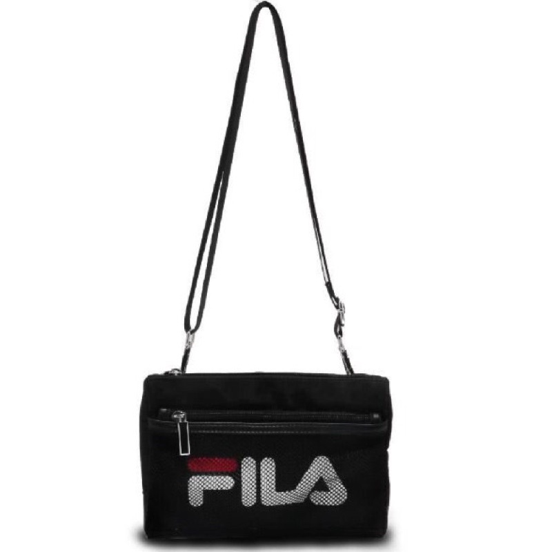 FILA 黑色網袋隨身小包斜背包側背包