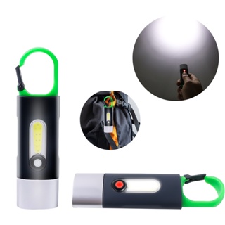 新款迷你應急手持手電筒/便攜式 USB 充電工作手電筒,適用於遠足、露營、生存和應急/4 模式防水 LED 鑰匙扣燈
