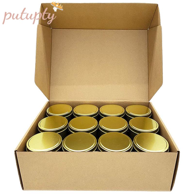 蠟燭罐,24 件,4 盎司金屬蠟燭容器,用於製作蠟燭、工藝品、乾式存儲、金色