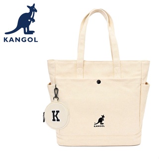 KANGOL 英國袋鼠 帆布包 肩背包 62551714 米白 黑色 A4文件可