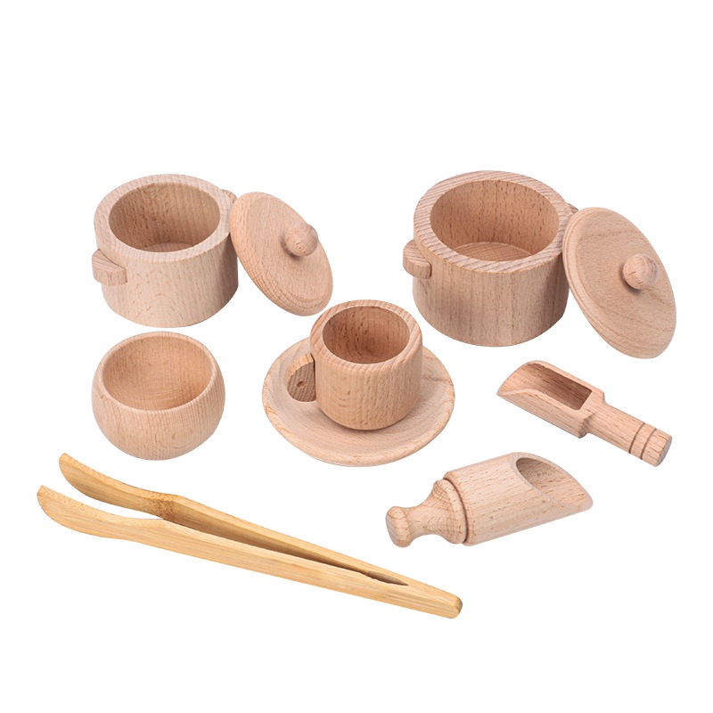 木製過家家茶具玩具 兒童仿真茶藝 益智親子早教玩具 情景套裝積木