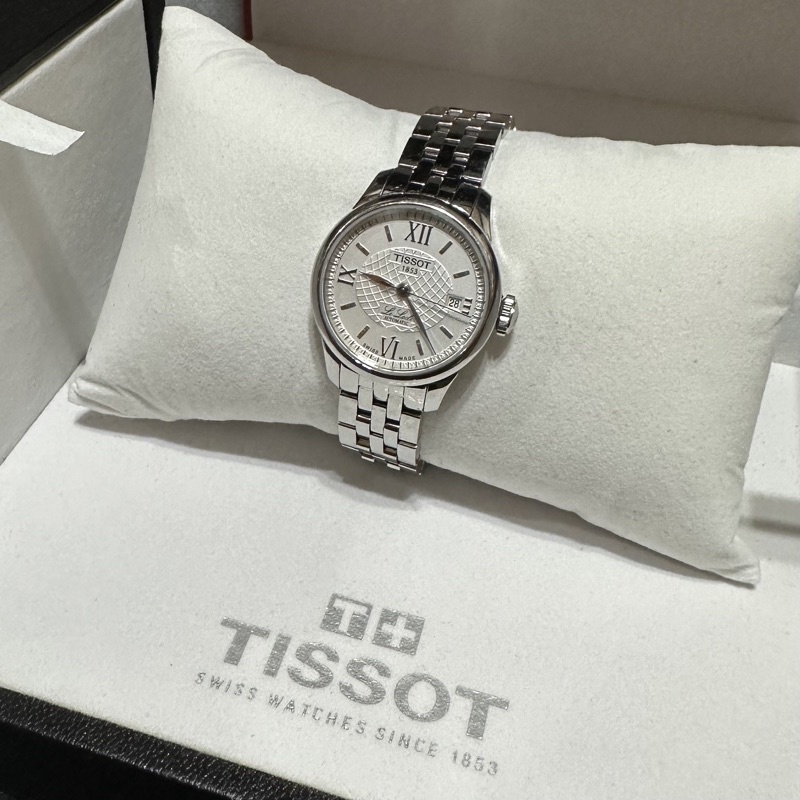 TISSOT天梭 Le Locle 力洛克系列圖騰紋機械女錶 白 25mm