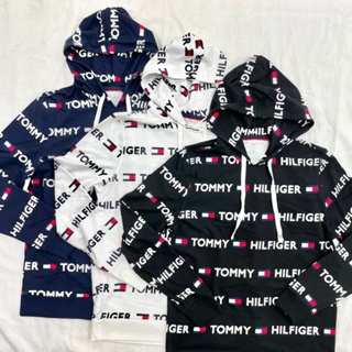 AIU精品 Tommy Hilfiger 男版 滿版 文字 LOGO 薄款 大學Tee 連帽上衣 帽T