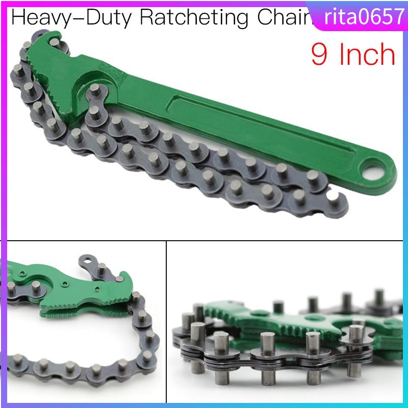 9 Inch Heavy-Duty Ratcheting Chain Wrench Oil Filter Tool Pi
