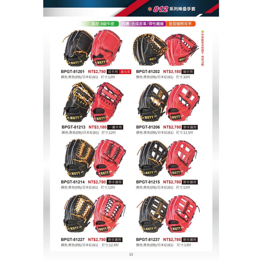 2023款 ZETT 投手手套 棒球手套 壘球手套 硬式手套 內野手套 外野手套 捕手手套 正手手套 手套 捕手手套