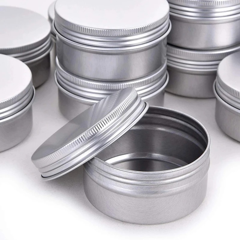 1pc 15ML 多功能鋁錫蠟燭茶罐化妝品樣品容器迷你金屬罐圓形銀罐雜貨收納盒