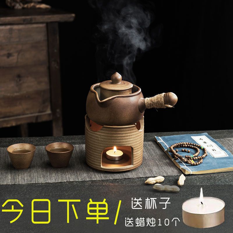 古風茶壺煮茶壺溫茶仿柴燒提梁側把壺復古粗陶茶具家用電陶爐泡茶單壺