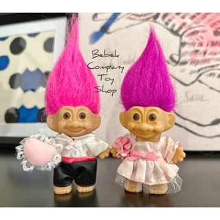 兩個合售 美國1980s VTG troll 婚禮 花童 醜娃 巨魔娃娃 幸運小子 古董玩具 russ trolls