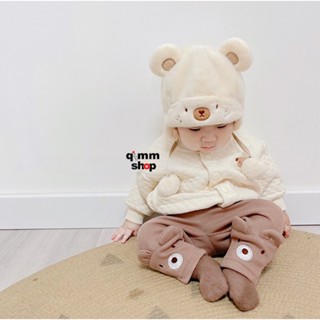 【Qimm shop】多色現貨✰冬季熊臉護耳帽 可愛小熊繫帶帽 毛球毛帽嬰幼兒帽 保暖帽 雷鋒帽 卡通帽 動物帽寶寶帽子