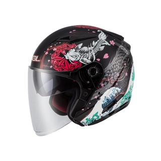 【SOL Helmets】SO-7E開放式安全帽 (浮世繪 消光黑/紅) ｜SOL安全帽官方商城｜排齒釦