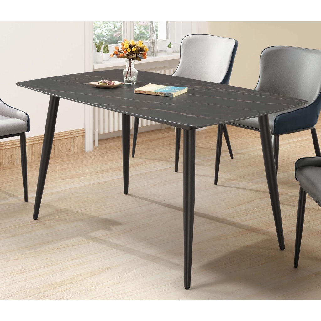 板橋區家具，H495-01 維克多4.6尺岩板餐桌，大台北都會區免運費