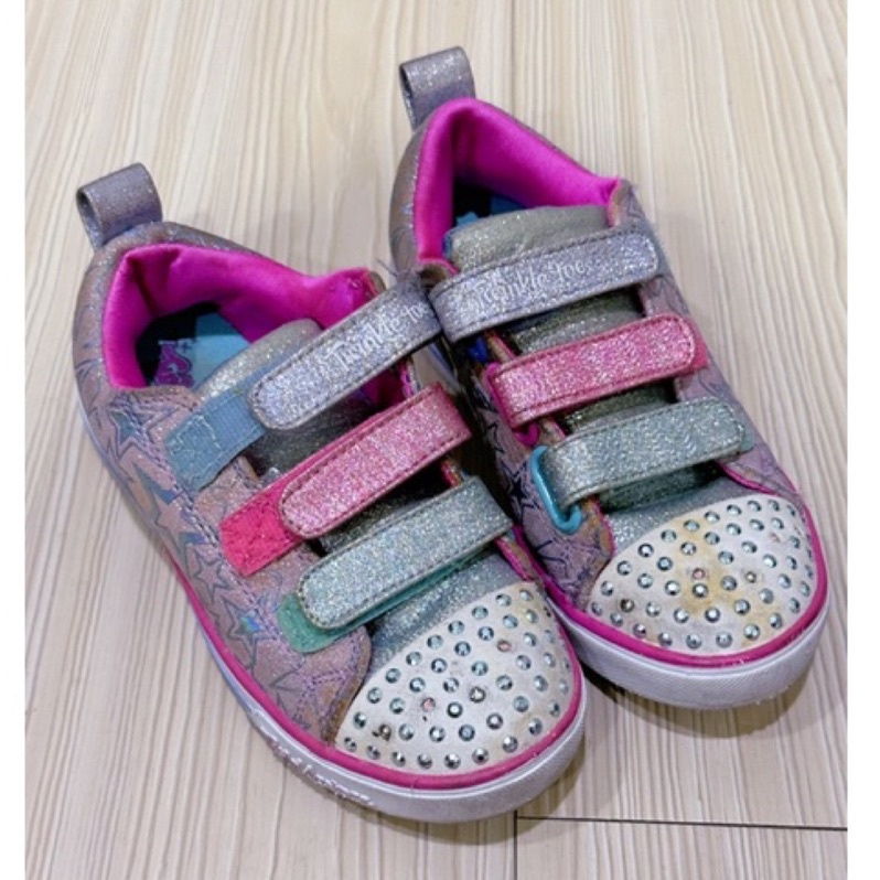 二手 Skechers 休閒鞋 拉帶鞋 女童 童鞋 燈鞋 （尺寸11.5，17.5cm)
