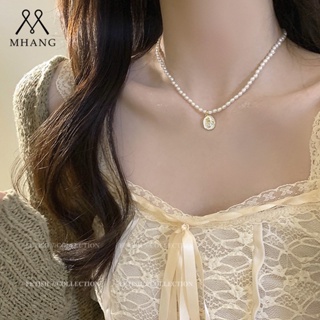 韓國復古金玫瑰珍珠項鍊甜美女士短款珍珠鎖骨鏈