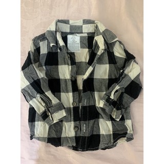 OLD NAVY黑白格襯衫12-18m•二手