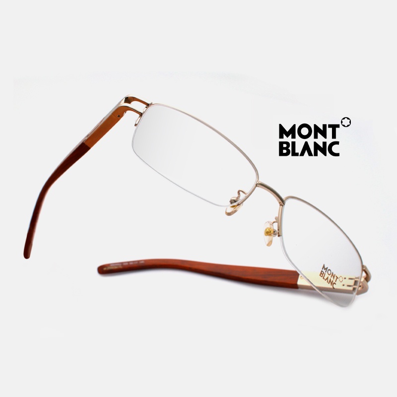 MONTBLANC MB495U 萬寶龍品牌眼鏡 │ 商務斯文木頭腳半框眼鏡 男生品牌眼鏡框【幸子眼鏡】