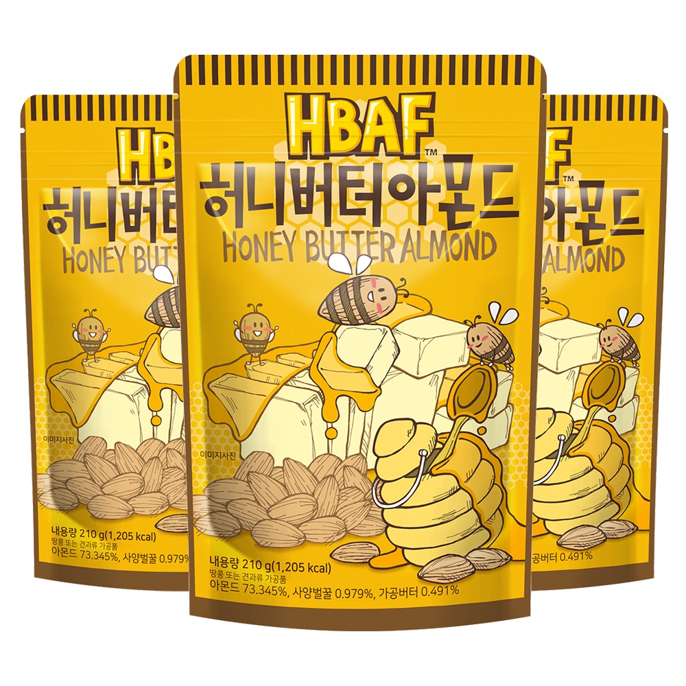 Hbaf 蜂蜜黃油杏仁 210g X 3 包