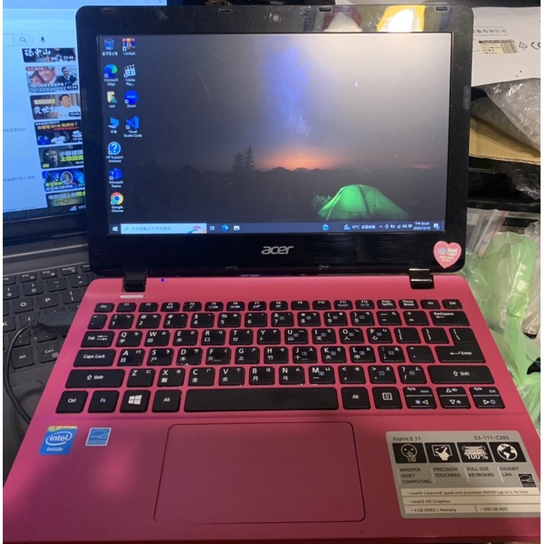 宏碁 12吋小筆電 Acer E1-111-C285 四核 N2930 4G 120G SSD Win10 22H2