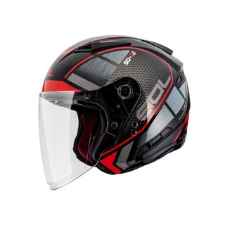 【SOL Helmets】SO-7E開放式安全帽 (幻影 黑/紅) ｜ SOL安全帽官方商城｜雙D釦／排齒釦