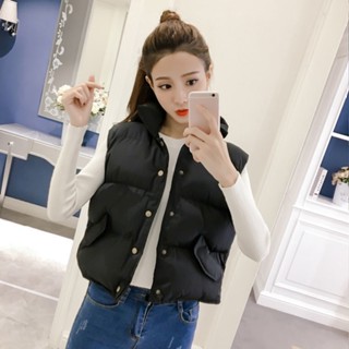 現貨.背心外套.韓版馬甲女短版韓版學生2022秋冬新款百搭背心寬鬆馬夾羽絨棉服無袖潮 羽絨外套 羽絨背心 背心外套