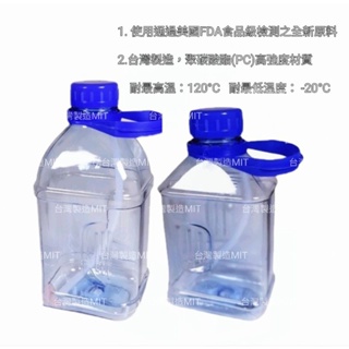 台灣製造加厚型方型運動水壺／水瓶 1000ML- 把手~食品級原料~可攜式水瓶~藍色 FDA