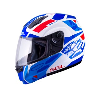 【SOL Helmets】SM-3可掀式安全帽 (戰將 白/藍紅) ｜ SOL安全帽官方商城
