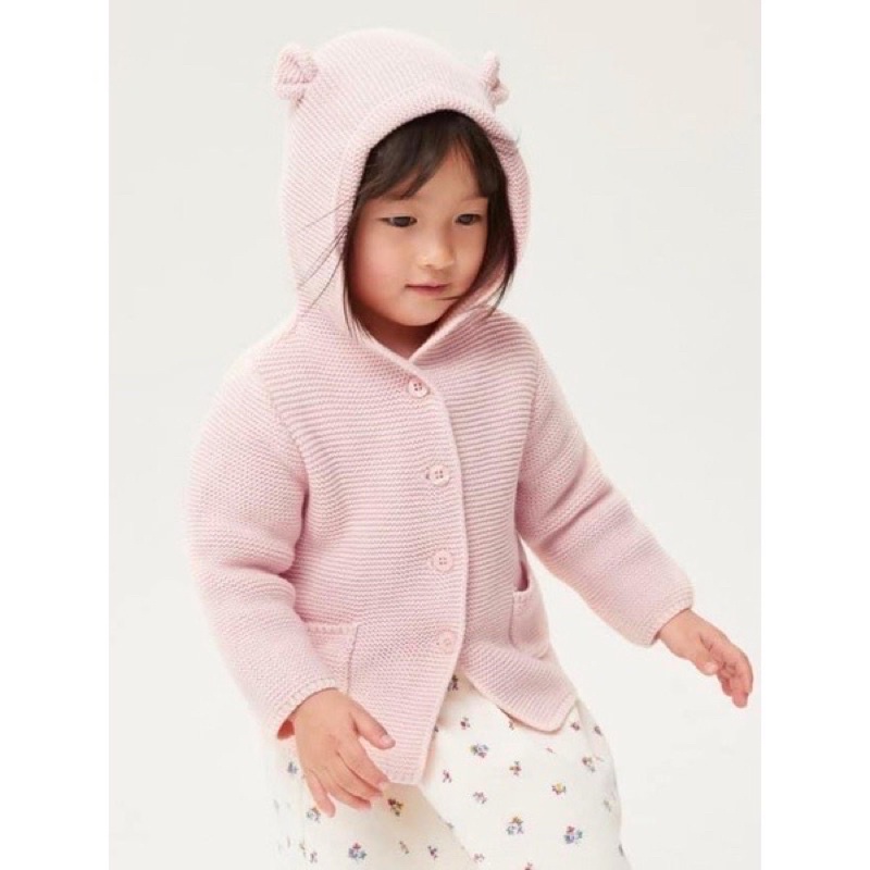 全新 GAP 新品 嬰兒 小熊熊耳造型 針織連帽外套 針織外套 寶寶外套 粉紅色 BABYGAP