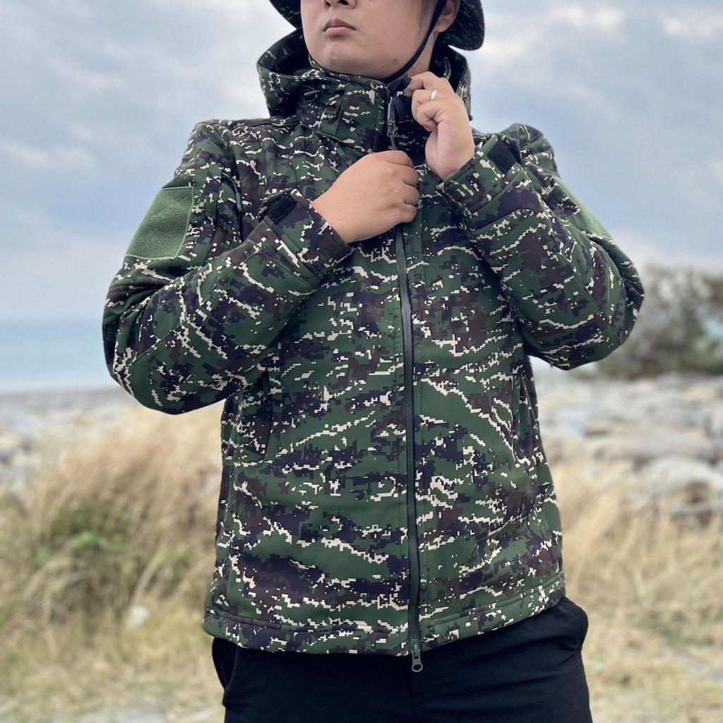 【A-1】一代虎斑數位迷彩軟殼迷彩拆帽夾克 80009-25 保暖外套男外套數位迷彩海軍陸戰隊冬天必備