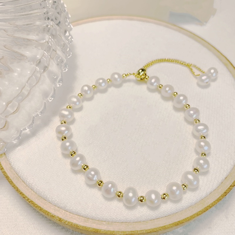 現貨珍珠手鍊手串手環飾品高級復古香奈兒風精品k金925純銀金屬