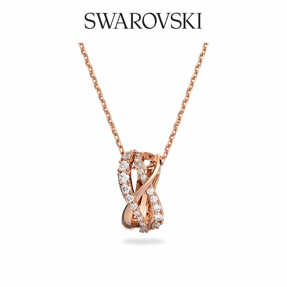 SWAROVSKI 施華洛世奇 TWIST 玫金色白水晶項鏈