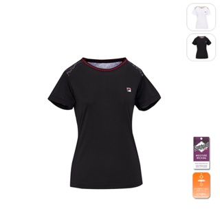 【FILA】女性 抗UV吸濕排汗短袖T恤-黑色 5TEW-1004-BK