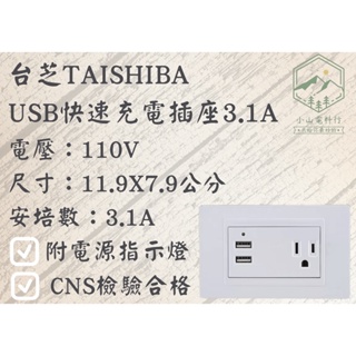 台芝TAISHIBA USB充電插座 3.1A 雙USB+單插座附接地