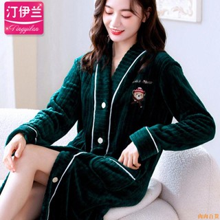 【熱銷免運】睡袍睡衣女加厚法蘭絨珊瑚絨加絨秋冬季家居服毛絨休閒開衫浴袍加厚睡衣睡袍 卡通 甜美 可愛 珊瑚絨家居服套裝