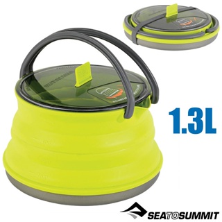 【Sea To Summit】食品級矽膠 X-摺疊茶壺1.3L/陽極硬鋁鍋底_萊姆綠_STSAXKETSS1.3LI
